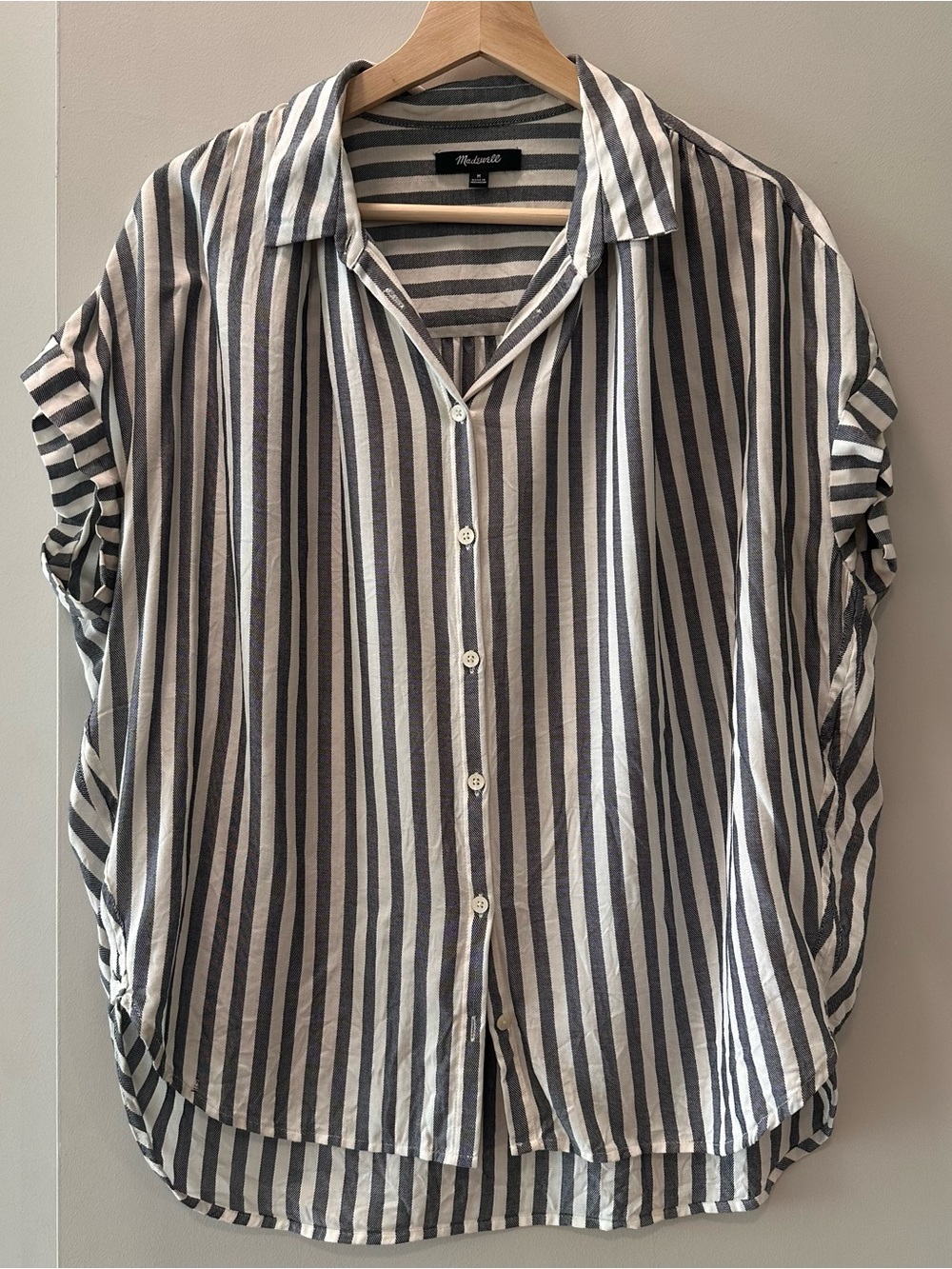 Madewell Gray and White Striped Central Button-Down Shirt - Picture 3 of 7
